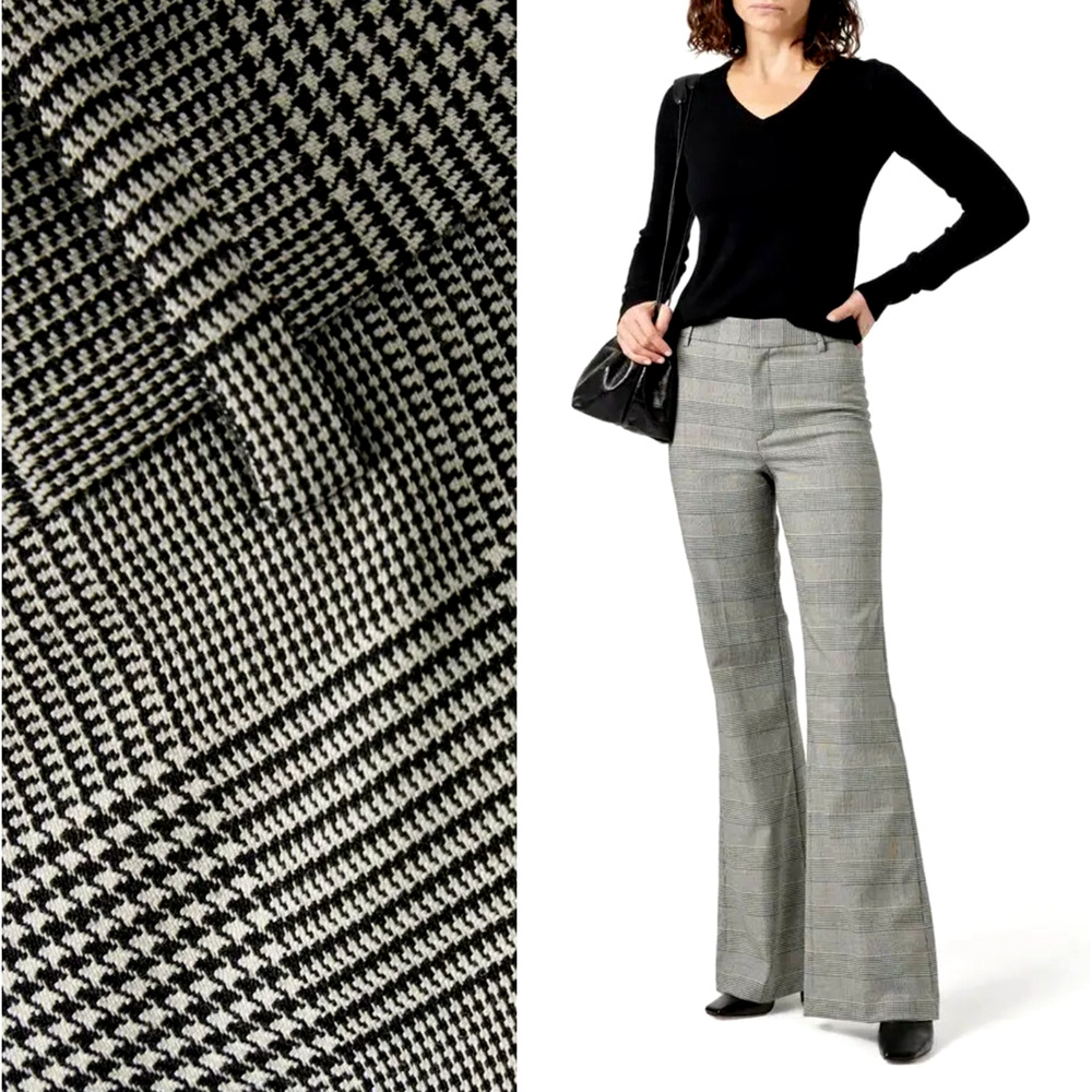 Nili Lotan 0 Price of Wales Plaid $550 Wool Arielle Pants High Rise Flare Leg XS